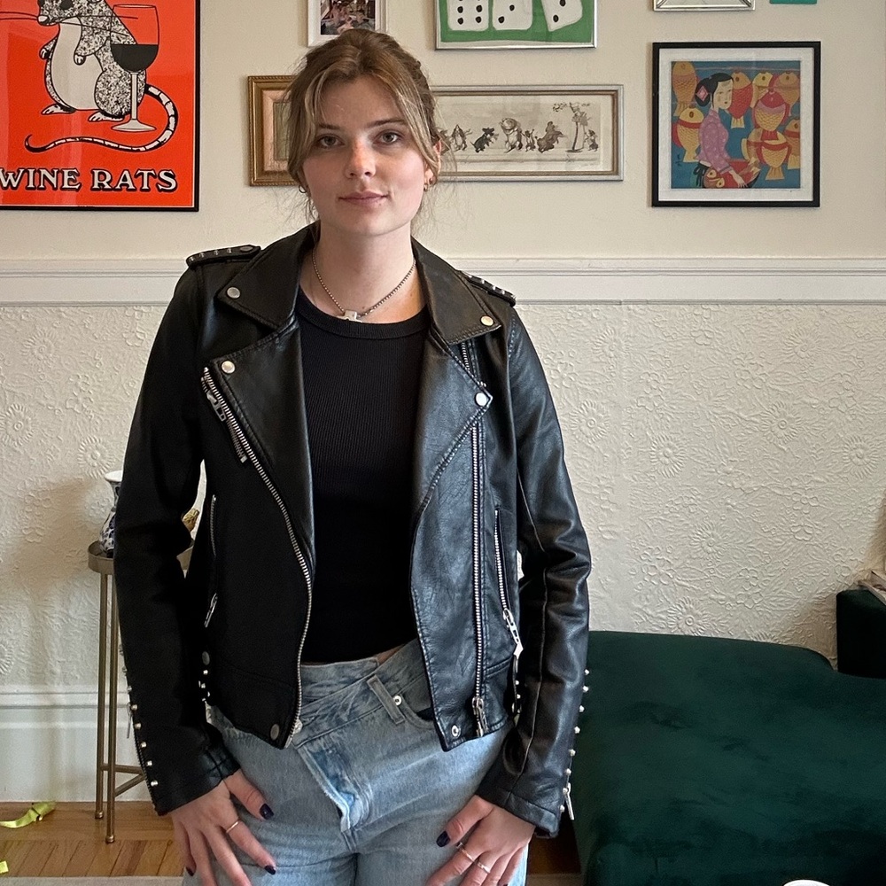Studded Black Leather Jacket - Picture 2 of 2
